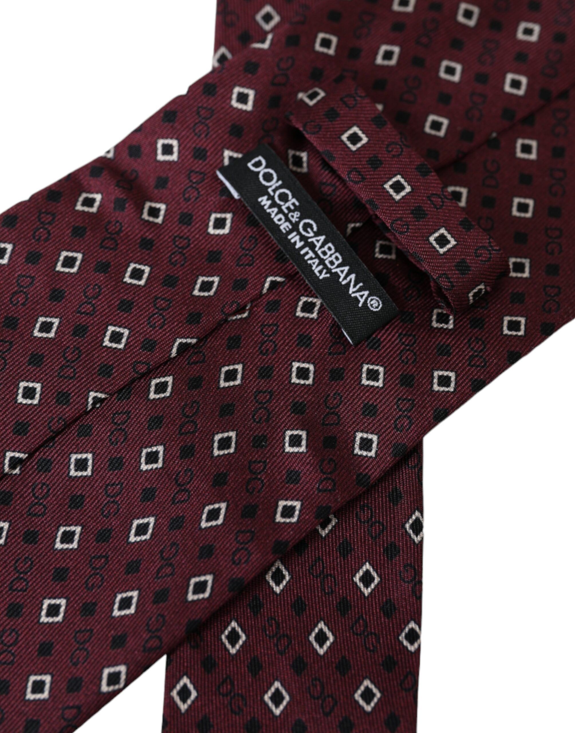 Dolce & Gabbana Maroon Silk Branded Logo Adjustable Men Men's Tie Size ONE SIZE - 4 Thumbnail