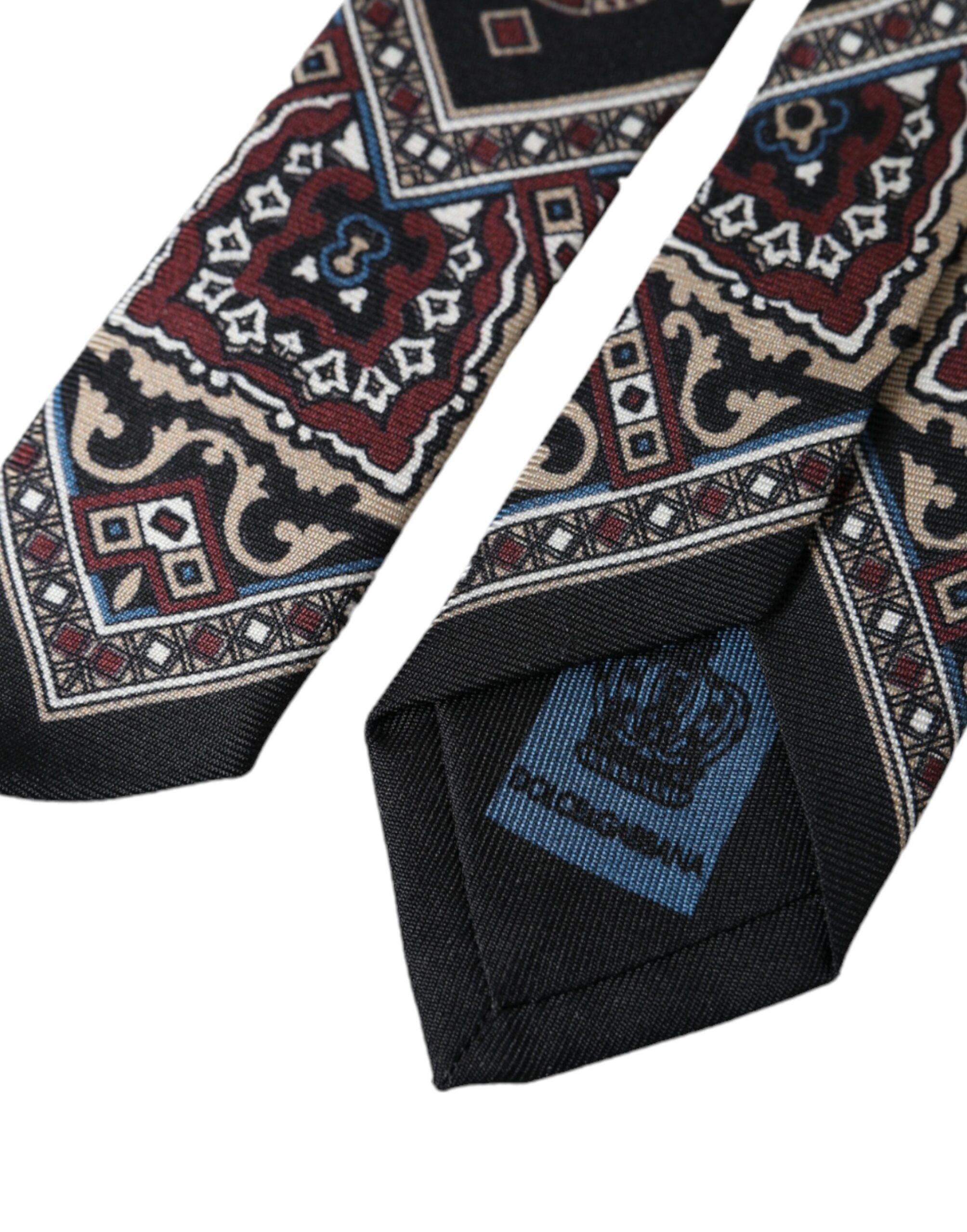 Dolce & Gabbana Black Printed 100% Silk Adjustable Men Men's Tie Size ONE SIZE - 4 Thumbnail
