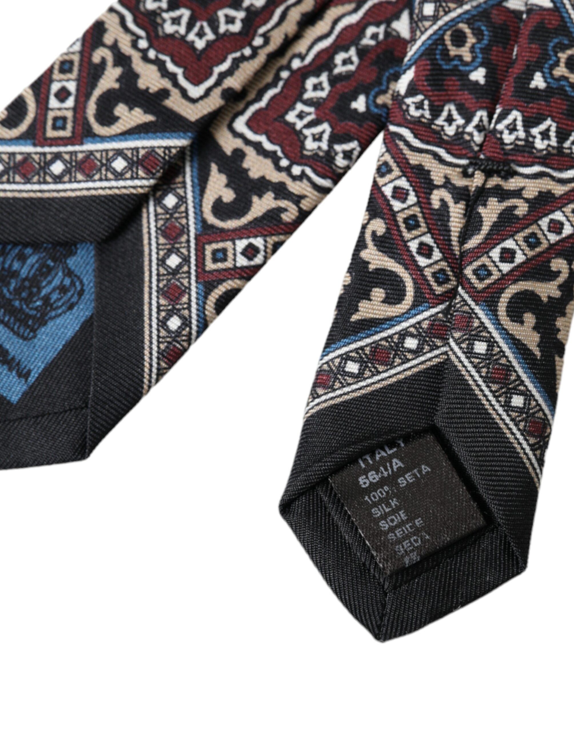 Dolce & Gabbana Black Printed 100% Silk Adjustable Men Men's Tie Size ONE SIZE - 3 Thumbnail