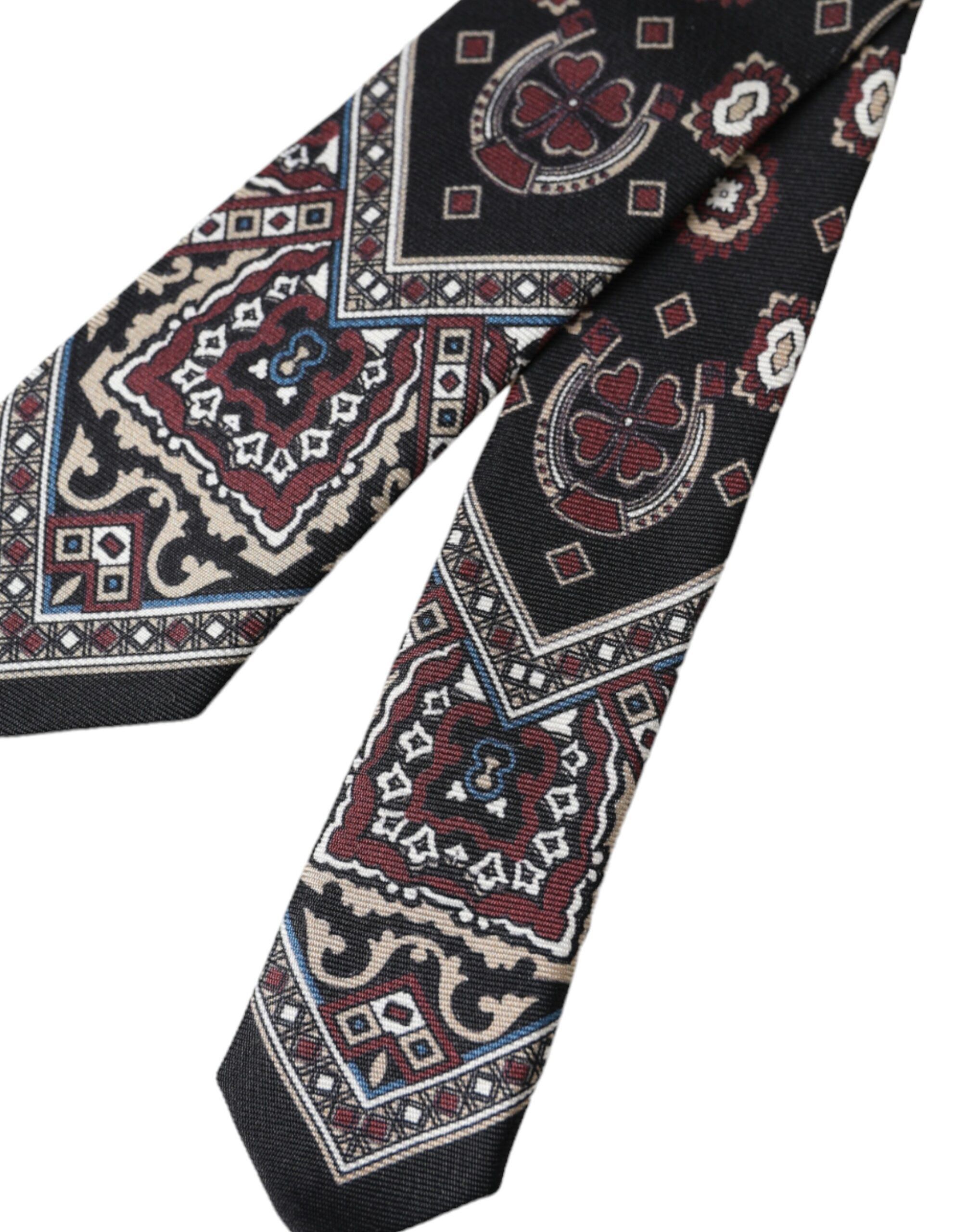 Dolce & Gabbana Black Printed 100% Silk Adjustable Men Men's Tie Size ONE SIZE - 5 Thumbnail