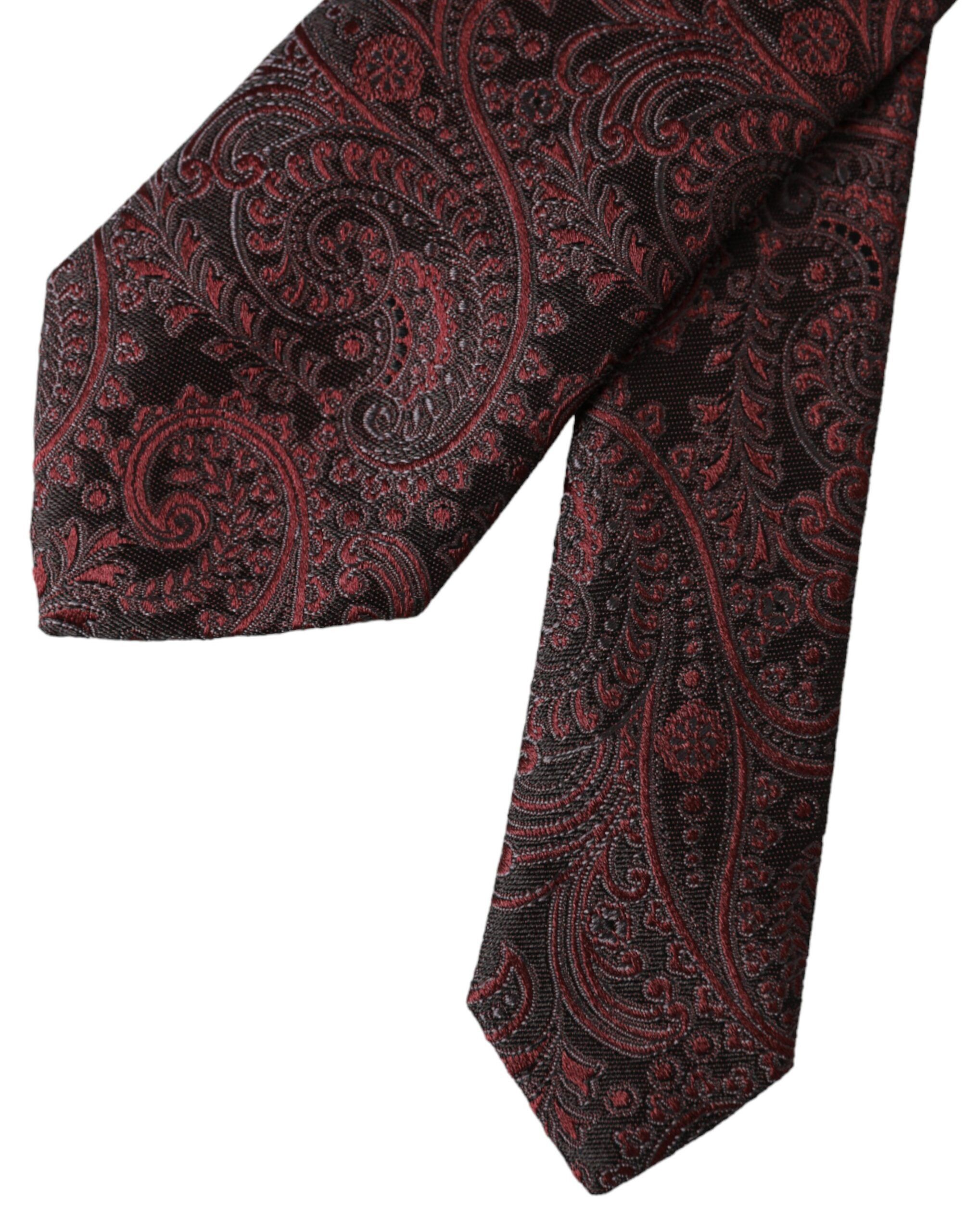 Dolce & Gabbana Bordeaux Patterned Silk Adjustable Men Men's Tie Size ONE SIZE - 5 Thumbnail