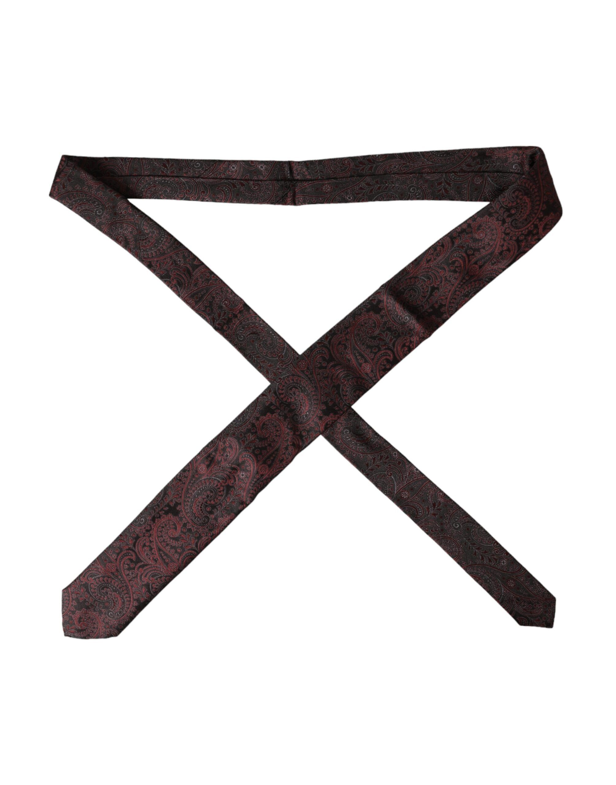 Dolce & Gabbana Bordeaux Patterned Silk Adjustable Men Men's Tie Size ONE SIZE - 2 Thumbnail