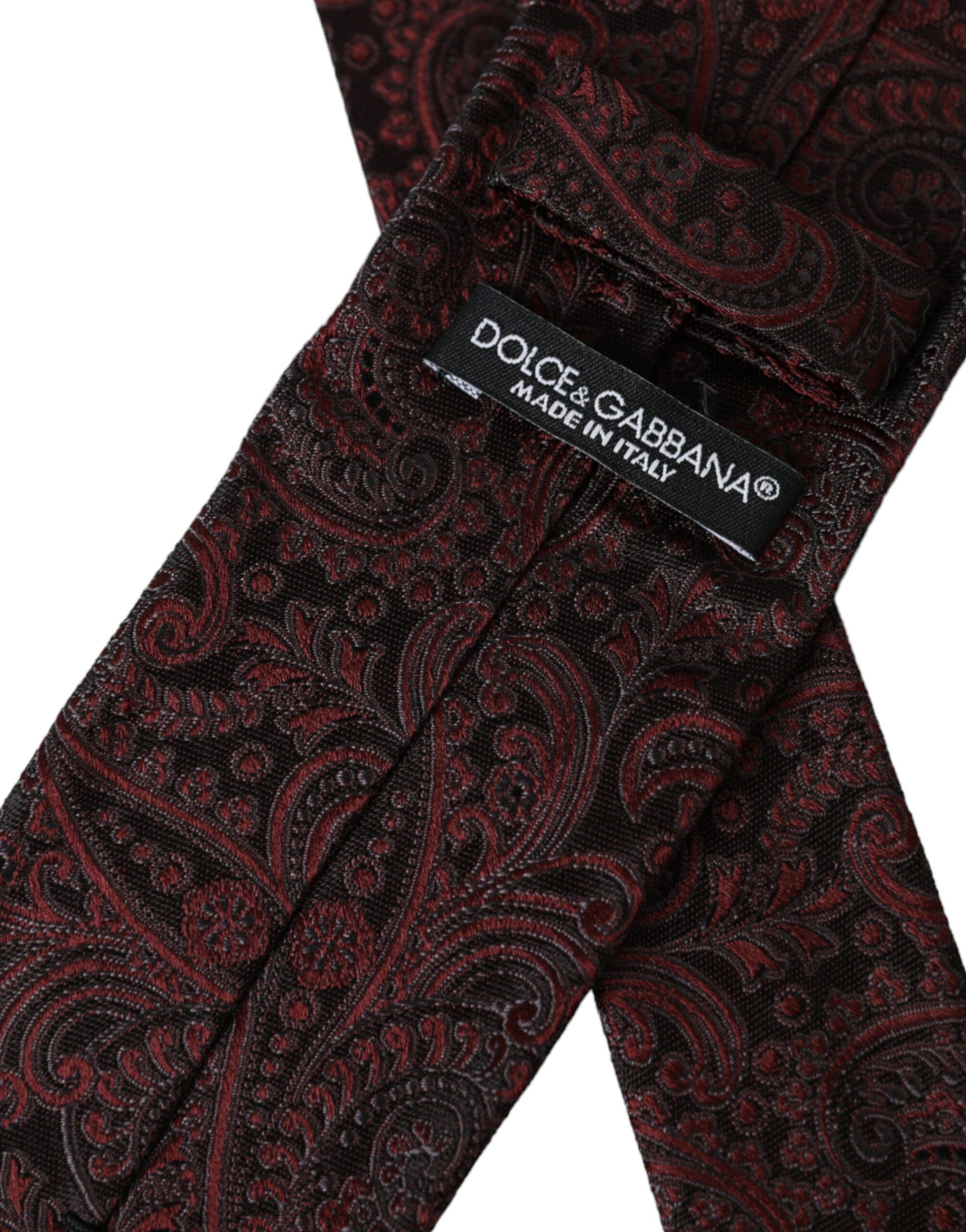 Dolce & Gabbana Bordeaux Patterned Silk Adjustable Men Men's Tie Size ONE SIZE - 4 Thumbnail