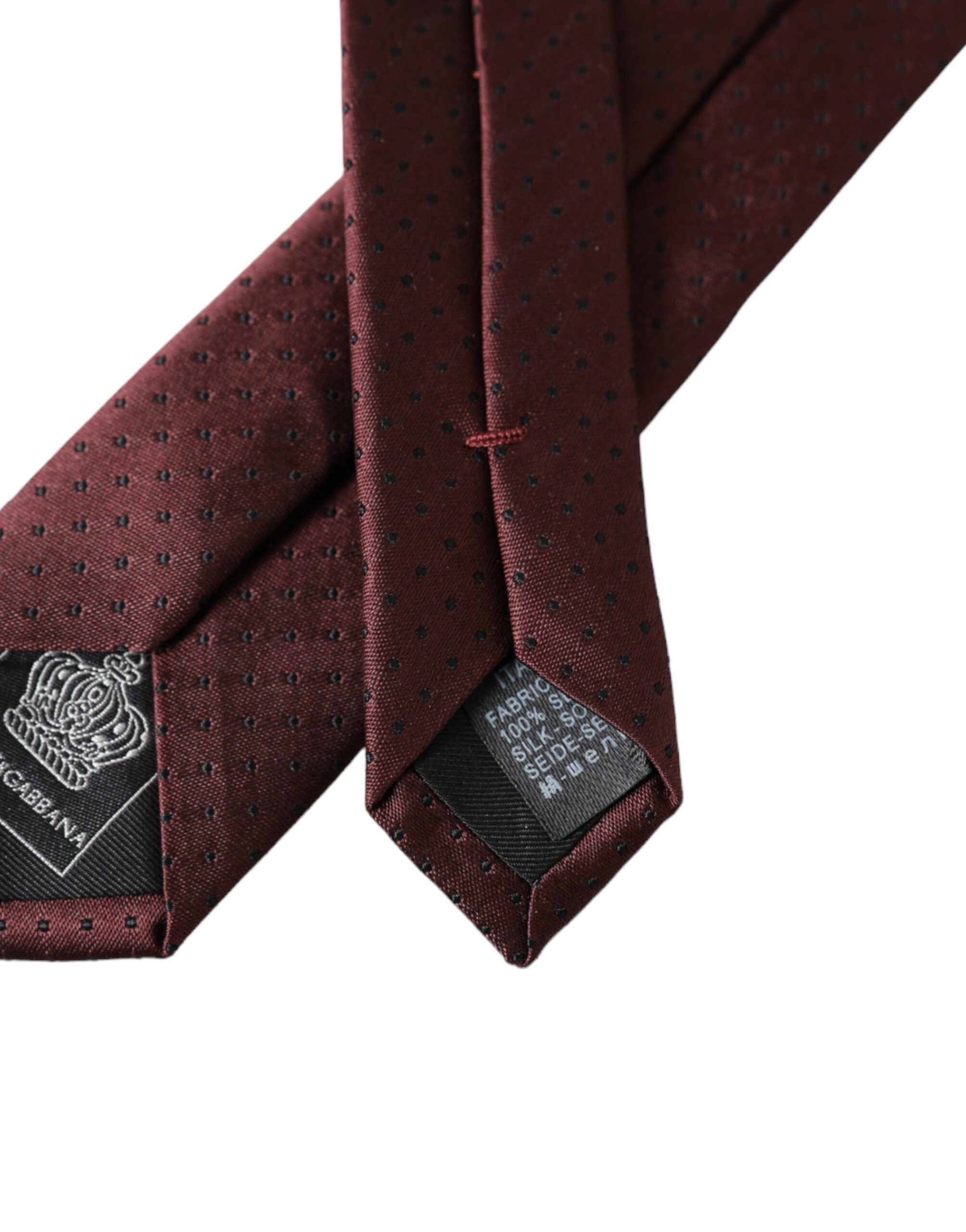 Dolce & Gabbana Maroon Dotted 100% Silk Adjustable Men Men's Tie Size ONE SIZE - 3 Thumbnail