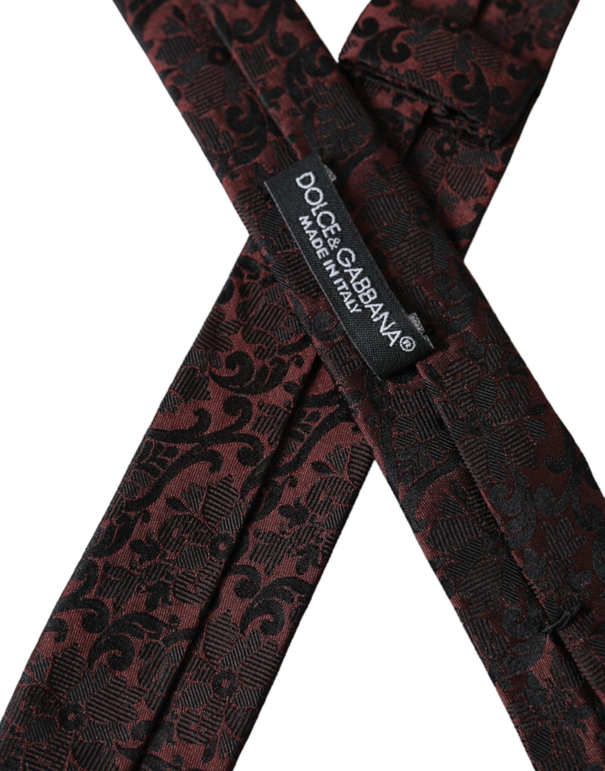 Dolce & Gabbana Maroon Floral Fantasy Silk Adjustable Men Men's Tie Size ONE SIZE - 3 Thumbnail