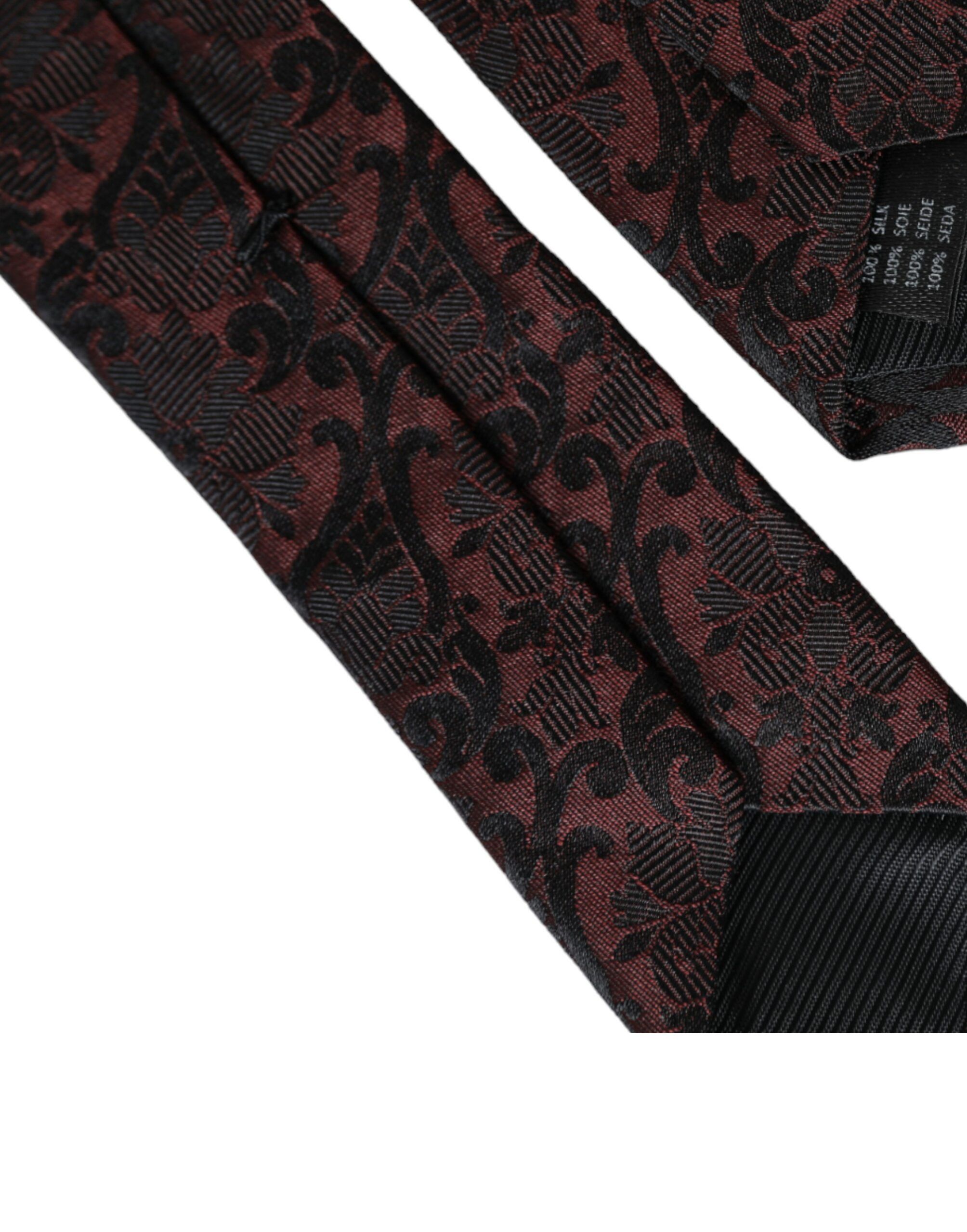 Dolce & Gabbana Maroon Floral Fantasy Silk Adjustable Men Men's Tie Size ONE SIZE - 4 Thumbnail