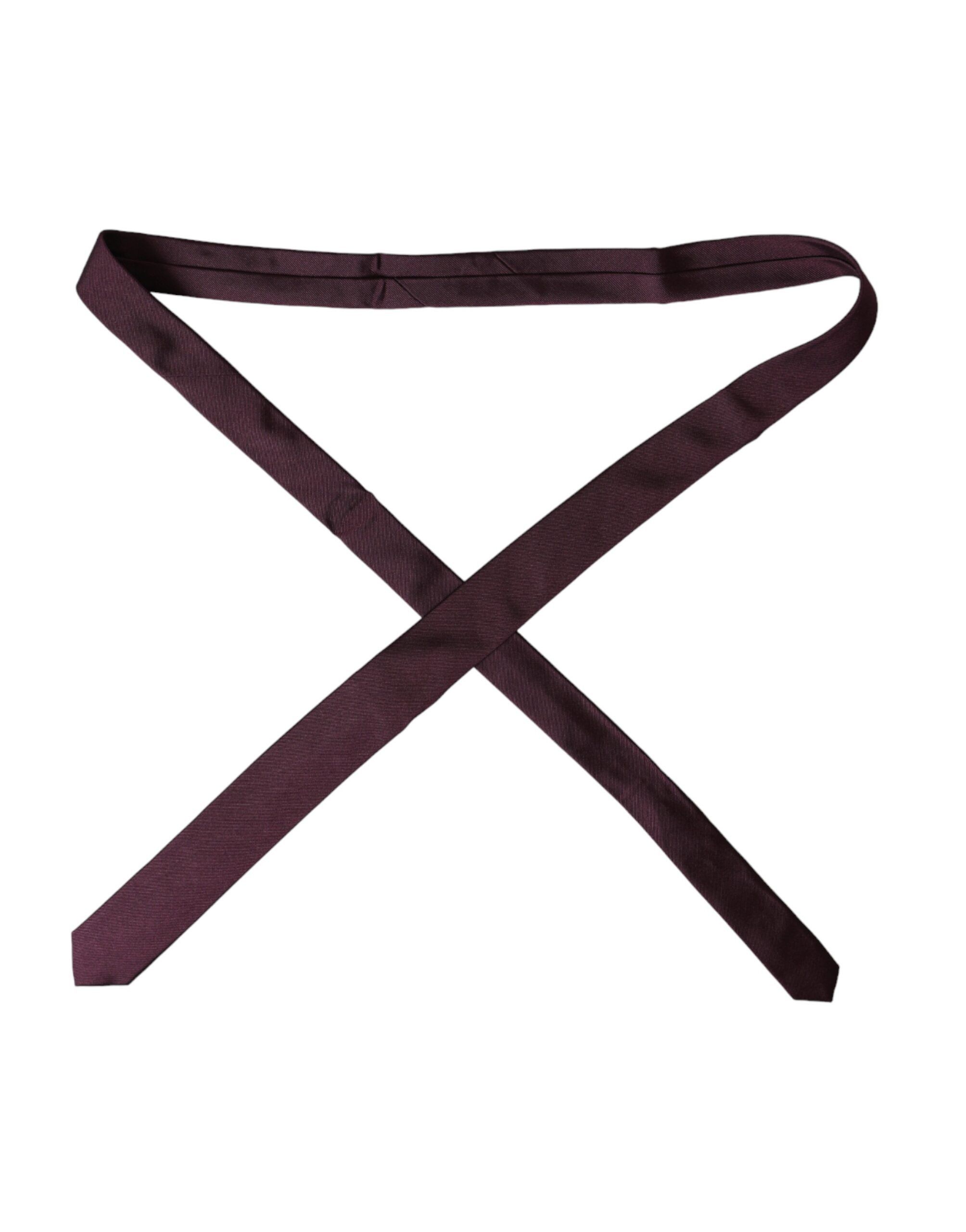 Dolce & Gabbana Bordeaux Solid 100% Silk Adjustable Men Men's Tie Size ONE SIZE - 2 Thumbnail