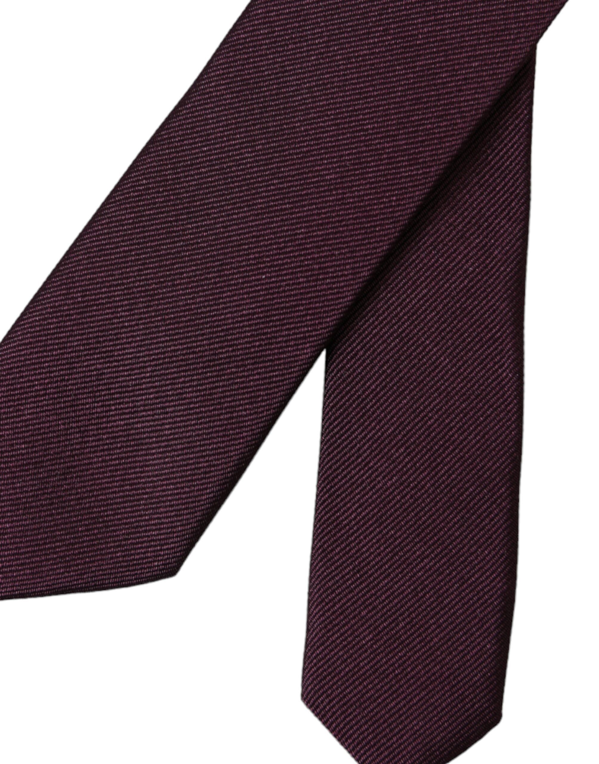 Dolce & Gabbana Bordeaux Solid 100% Silk Adjustable Men Men's Tie Size ONE SIZE - 5 Thumbnail