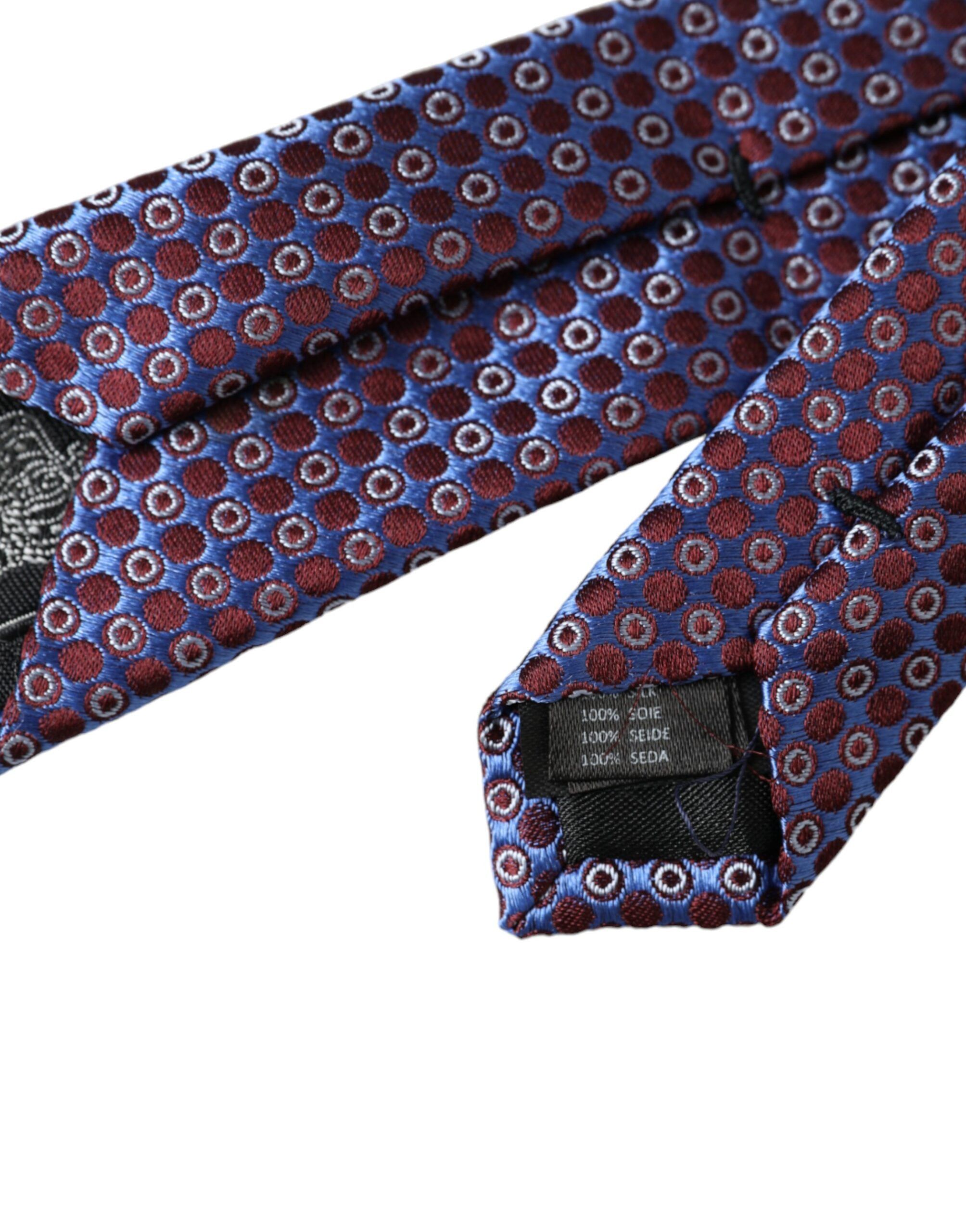 Dolce & Gabbana Blue Purple Patterned Silk Adjustable Men Men's Tie Size ONE SIZE - 3 Thumbnail