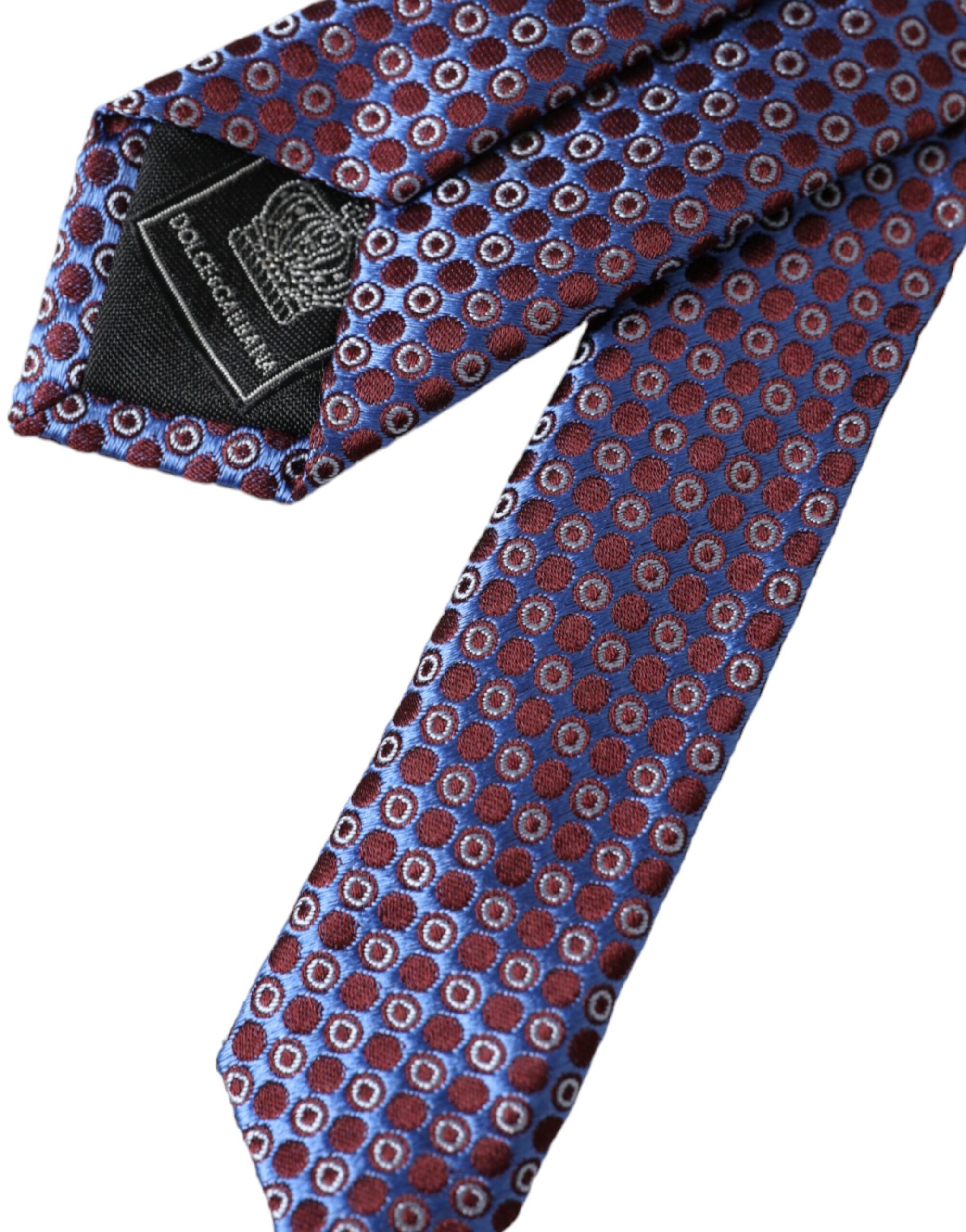 Dolce & Gabbana Blue Purple Patterned Silk Adjustable Men Men's Tie Size ONE SIZE - 4 Thumbnail