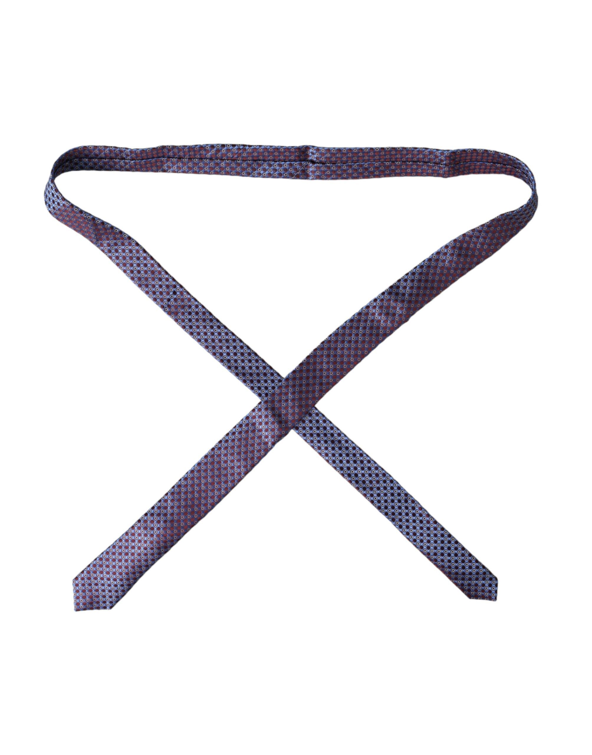 Dolce & Gabbana Blue Purple Patterned Silk Adjustable Men Men's Tie Size ONE SIZE - 2 Thumbnail