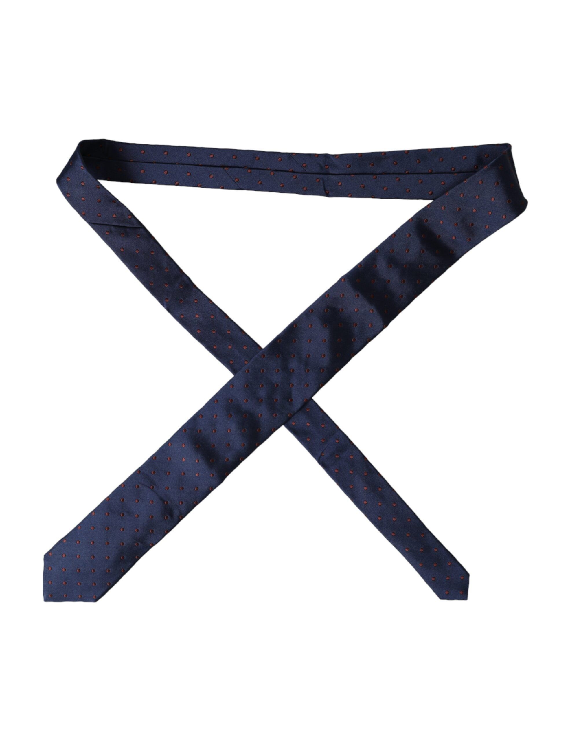 Dolce & Gabbana Blue Polka Dot 100% Silk Adjustable Men Men's Tie Size ONE SIZE - 2 Thumbnail