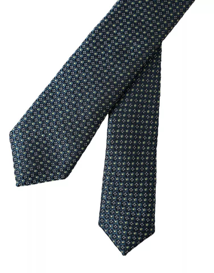 Dolce & Gabbana Green Patterned 100% Silk Adjustable Men Men's Tie Size ONE SIZE - 4 Thumbnail
