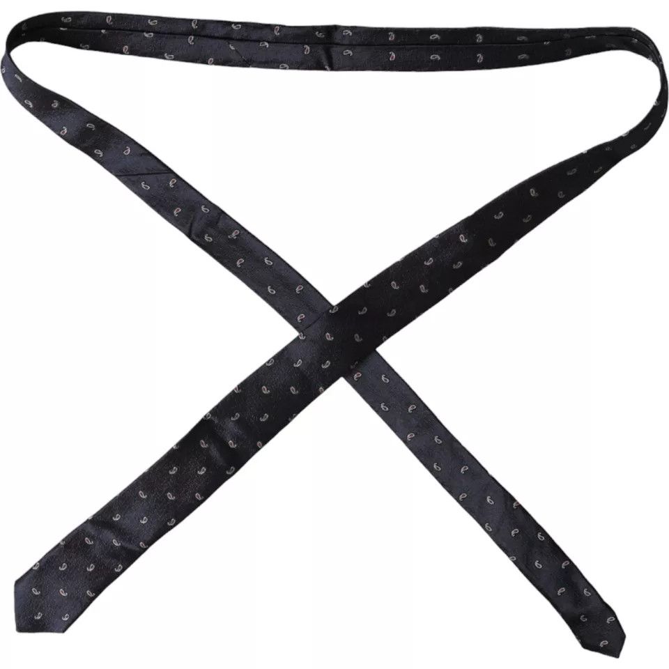 Dolce & Gabbana Dark Blue Fantasy 100% Silk Adjustable Men Men's Tie Size ONE SIZE - 2 Thumbnail