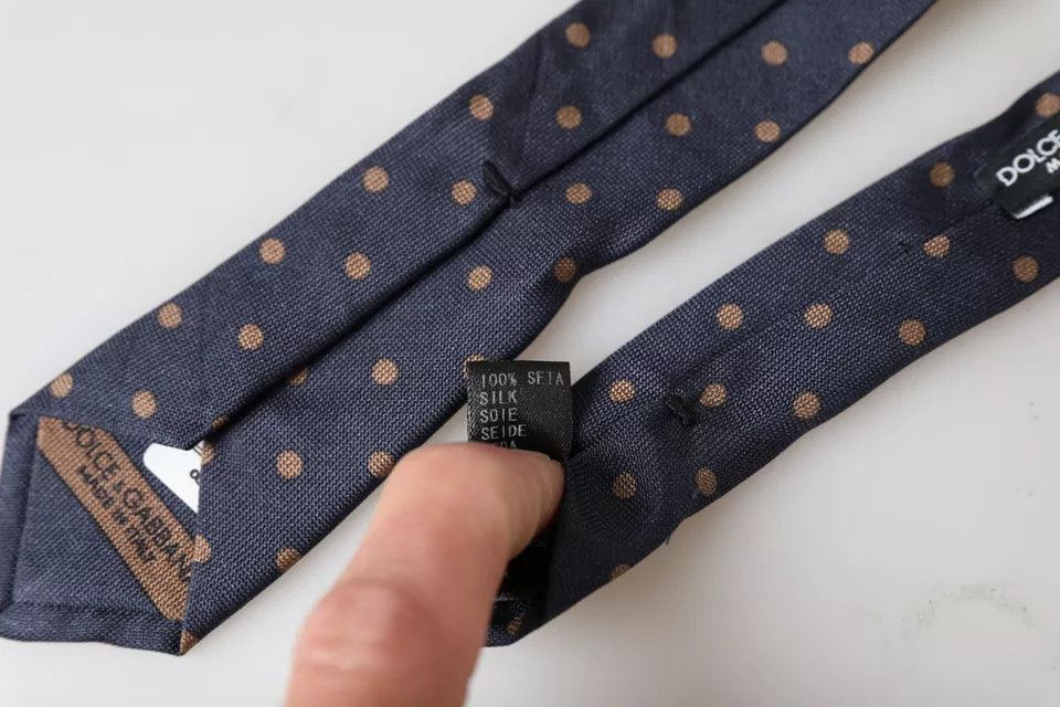 Dolce & Gabbana Black Dotted Fantasy Silk Adjustable Men Men's Tie Size ONE SIZE - 5 Thumbnail