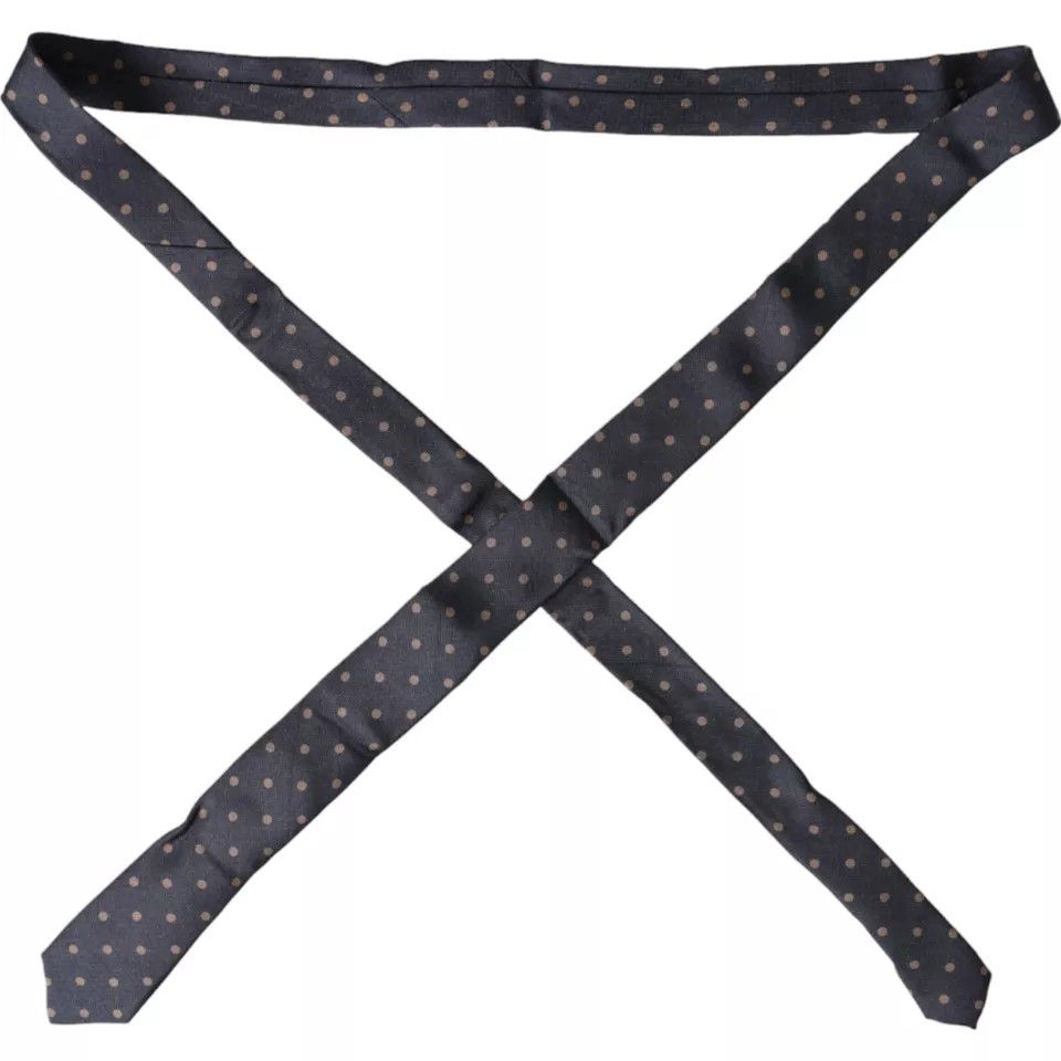Dolce & Gabbana Black Dotted Fantasy Silk Adjustable Men Men's Tie Size ONE SIZE - 4 Thumbnail