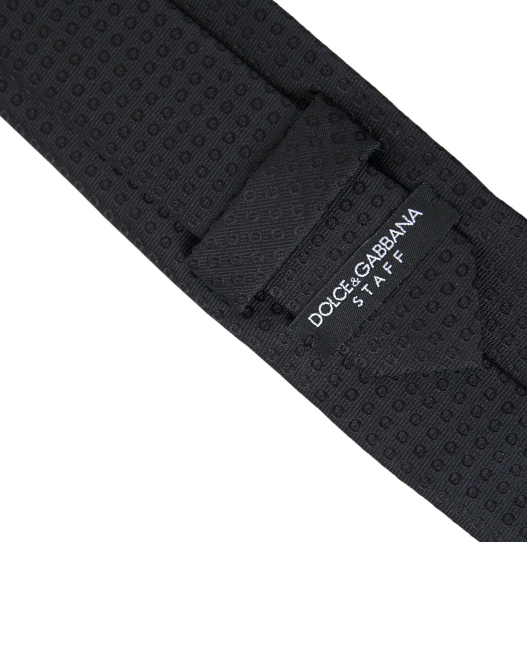 Dolce & Gabbana Black STAFF Patterned Cotton Adjustable Men Men's Tie Size ONE SIZE - 2 Thumbnail