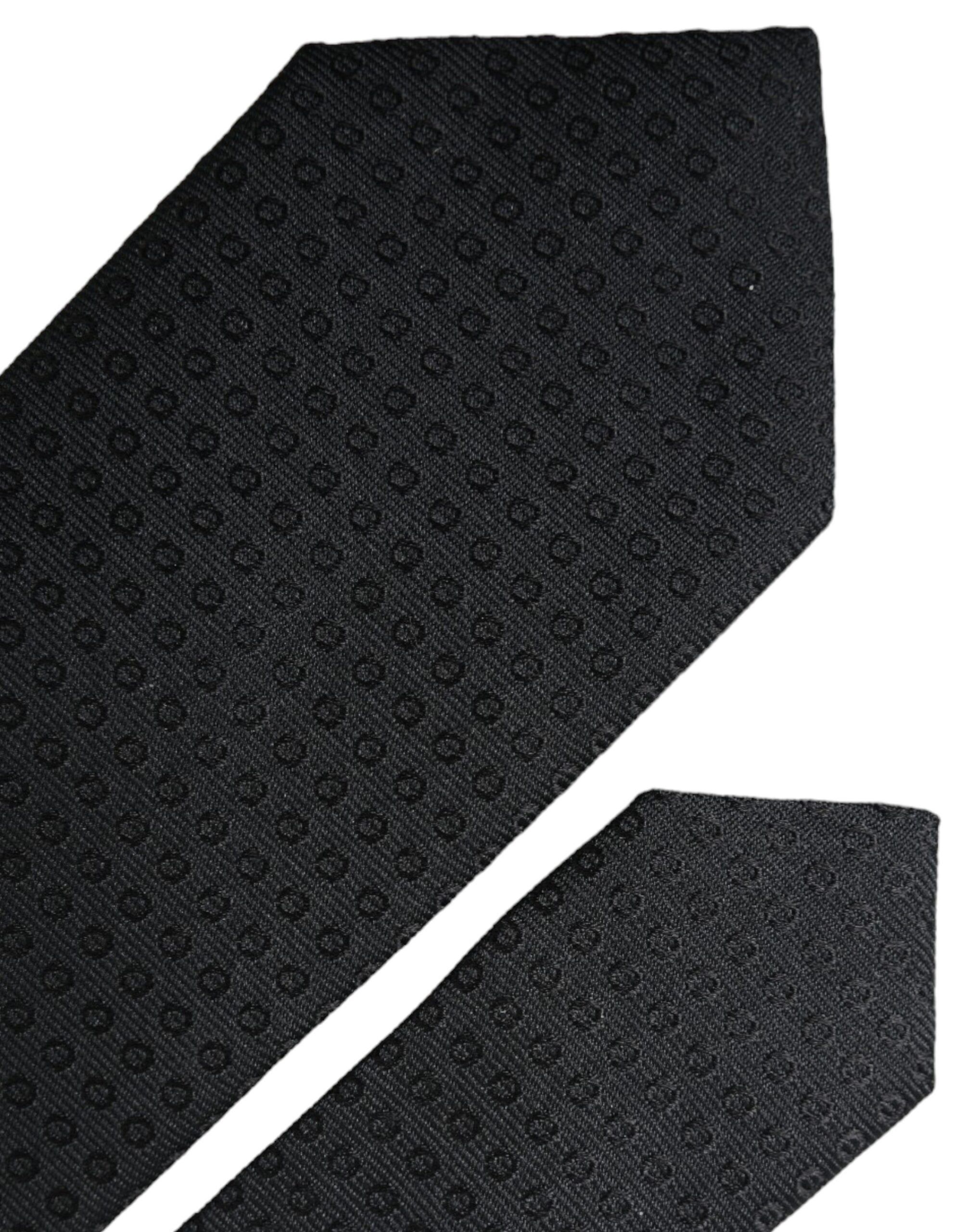Dolce & Gabbana Black STAFF Patterned Cotton Adjustable Men Men's Tie Size ONE SIZE - 3 Thumbnail