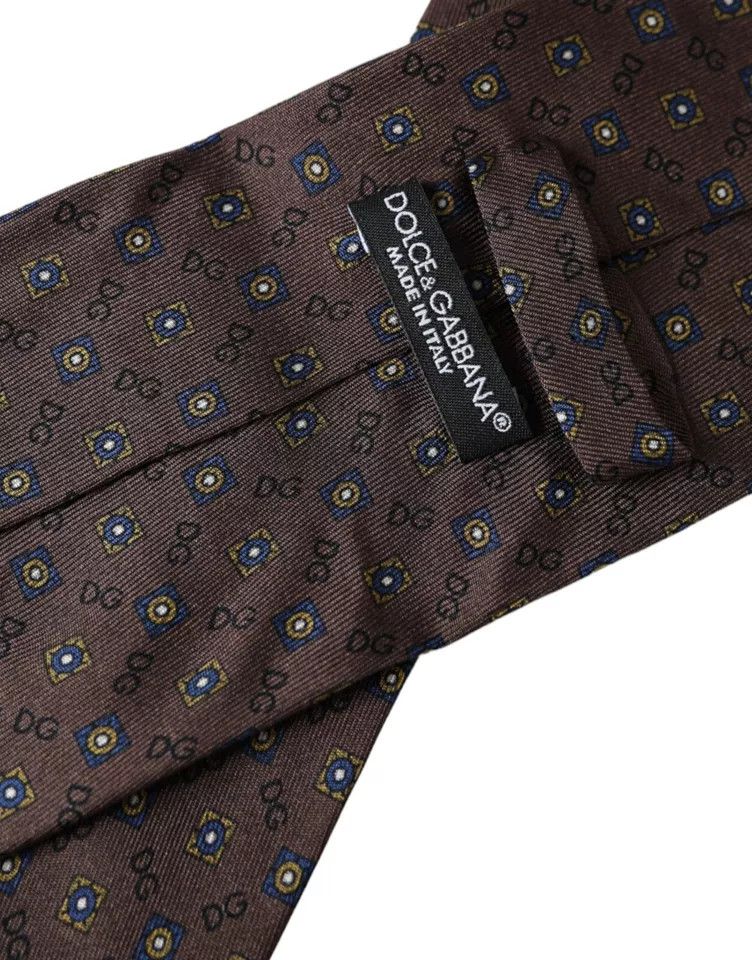 Dolce & Gabbana Brown Silk Branded Logo Adjustable Men Men's Tie Size ONE SIZE - 3 Thumbnail