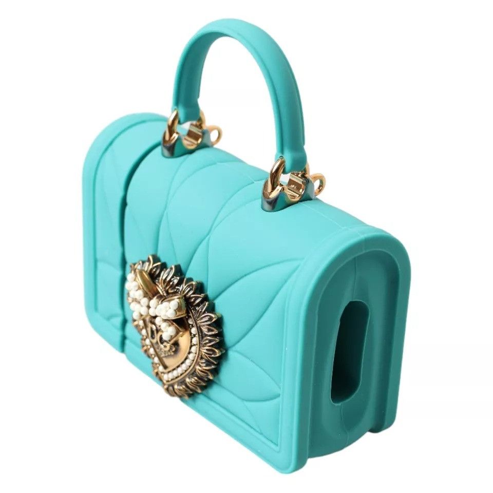 Dolce & Gabbana Turquoise Silicone Devotion Heart Bag Cover Hand Airpods Size ONE SIZE - 3 Thumbnail