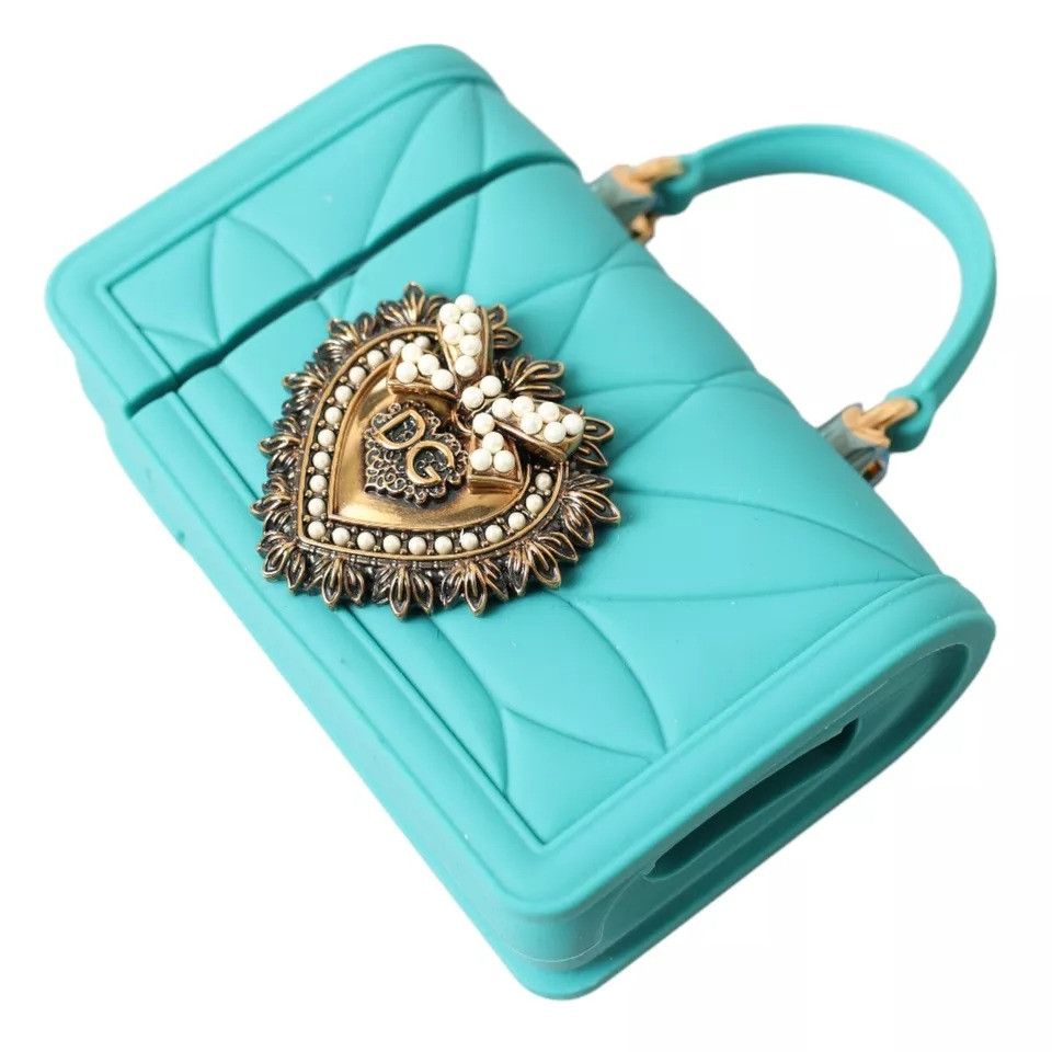Dolce & Gabbana Turquoise Silicone Devotion Heart Bag Cover Hand Airpods Size ONE SIZE - 5 Thumbnail