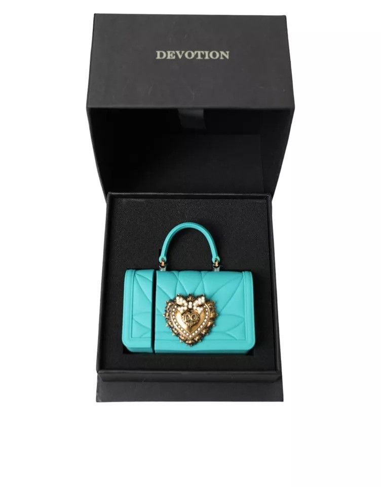 Dolce & Gabbana Turquoise Silicone Devotion Heart Bag Cover Hand Airpods Size ONE SIZE - 2 Thumbnail
