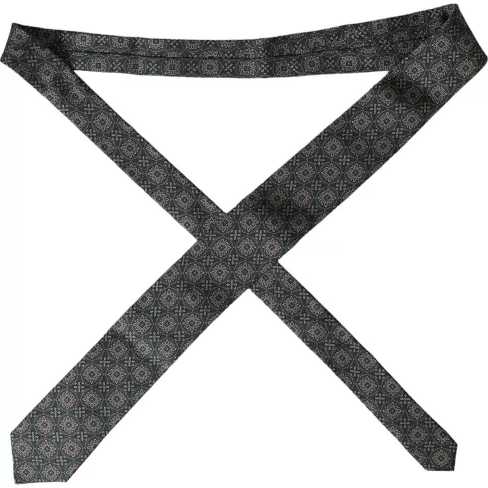 Dolce & Gabbana Green Patterned 100% Silk Adjustable Men Men's Tie Size ONE SIZE - 2 Thumbnail
