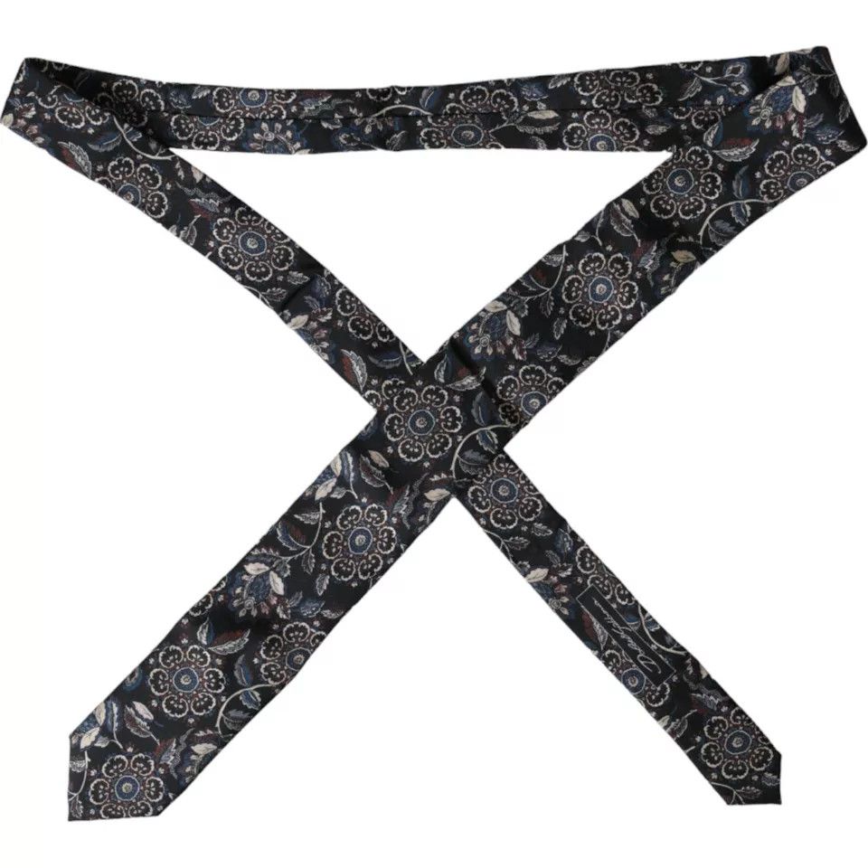 Dolce & Gabbana Black Floral Pattern Silk Adjustable Men Men's Tie Size ONE SIZE - 5 Thumbnail