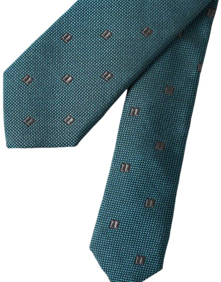 Dolce & Gabbana Green Patterned Silk Adjustable Men Men's Tie Size ONE SIZE - 3 Thumbnail
