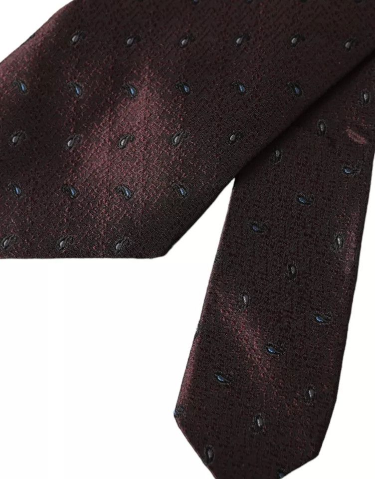Dolce & Gabbana Bordeaux Fantasy 100% Silk Adjustable Men Men's Tie Size ONE SIZE - 3 Thumbnail