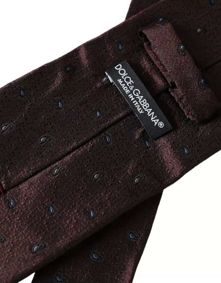Dolce & Gabbana Bordeaux Fantasy 100% Silk Adjustable Men Men's Tie Size ONE SIZE - 2 Thumbnail