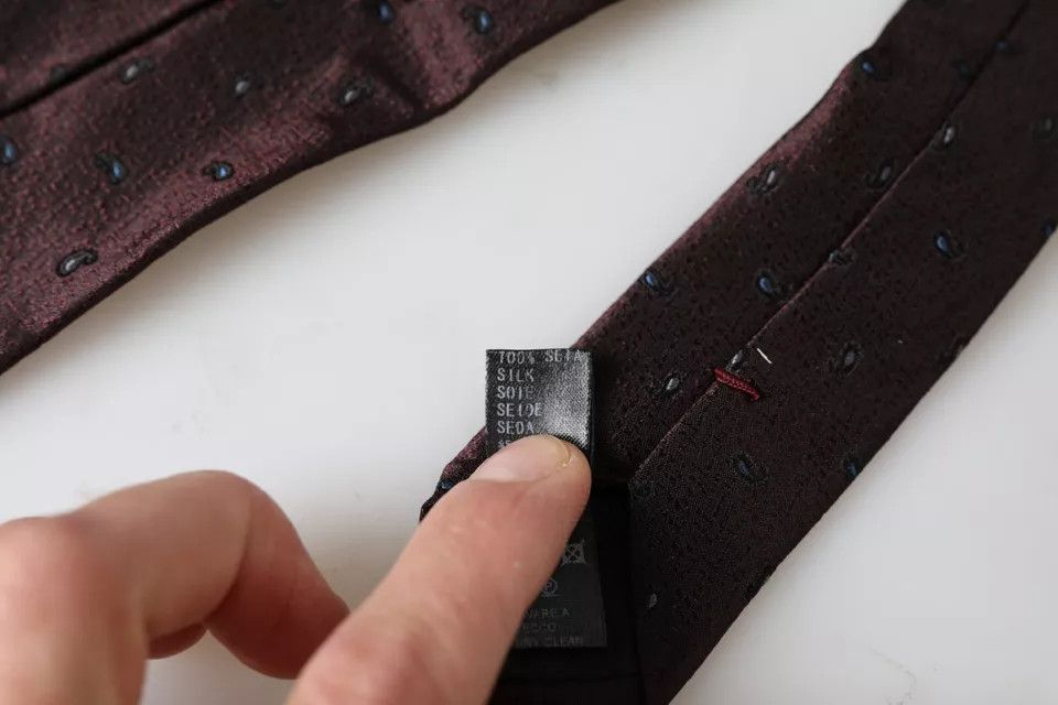 Dolce & Gabbana Bordeaux Fantasy 100% Silk Adjustable Men Men's Tie Size ONE SIZE - 5 Thumbnail