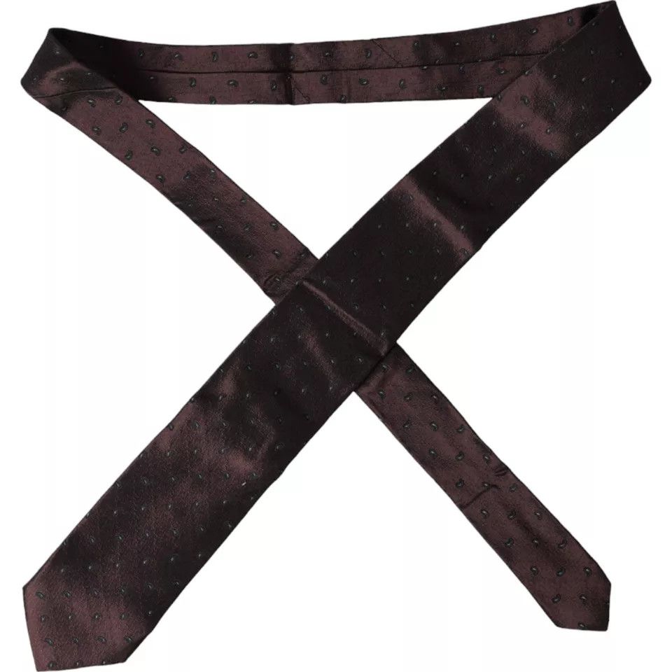 Dolce & Gabbana Bordeaux Fantasy 100% Silk Adjustable Men Men's Tie Size ONE SIZE - 4 Thumbnail