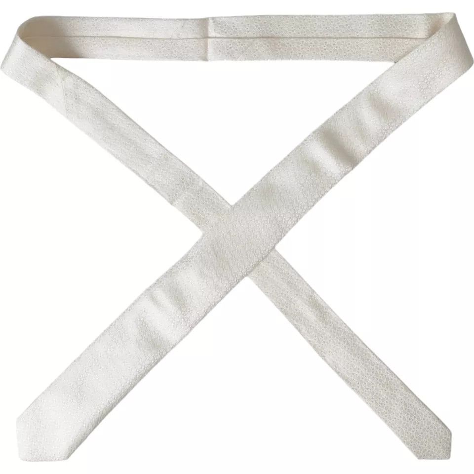 Dolce & Gabbana White 100% Silk Adjustable NeckMen's Men Men's Tie Size ONE SIZE - 2 Thumbnail