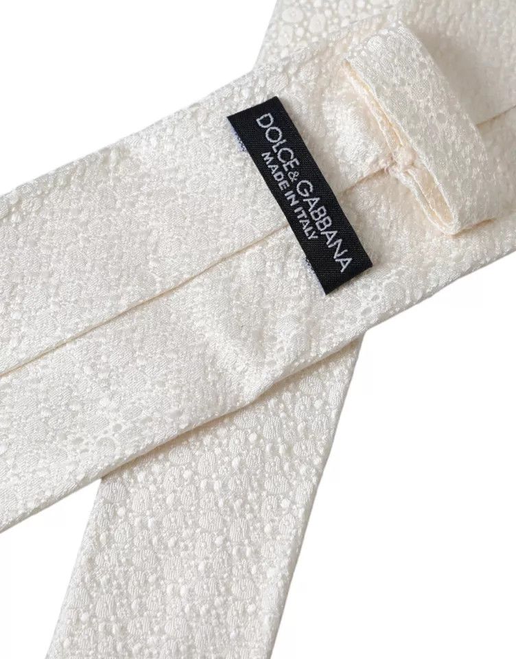 Dolce & Gabbana White 100% Silk Adjustable NeckMen's Men Men's Tie Size ONE SIZE - 5 Thumbnail