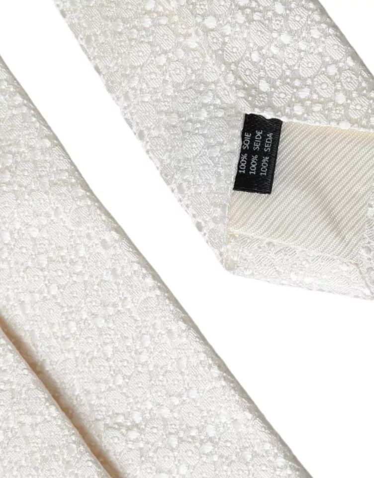 Dolce & Gabbana White 100% Silk Adjustable NeckMen's Men Men's Tie Size ONE SIZE - 3 Thumbnail