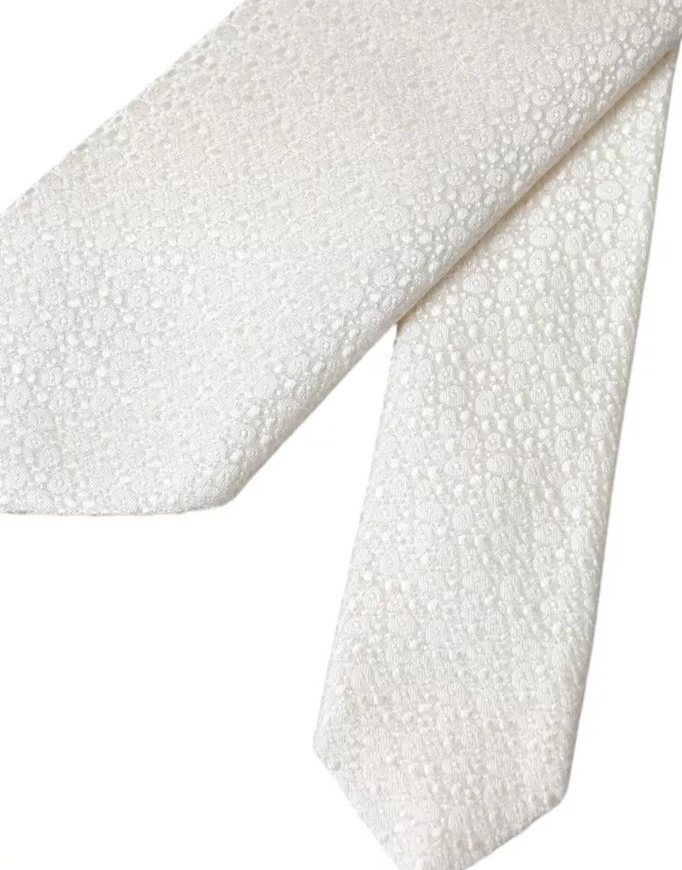 Dolce & Gabbana White 100% Silk Adjustable NeckMen's Men Men's Tie Size ONE SIZE - 4 Thumbnail