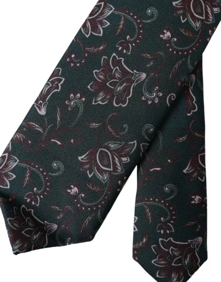 Dolce & Gabbana Green Floral Print Silk Adjustable Men Men's Tie Size ONE SIZE - 5 Thumbnail