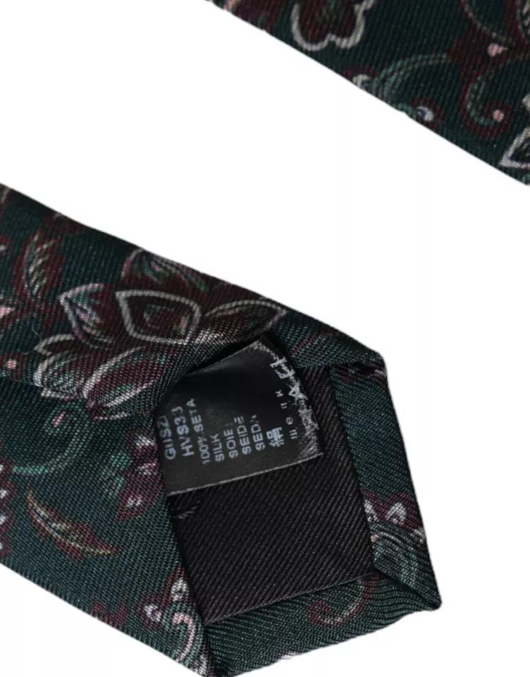 Dolce & Gabbana Green Floral Print Silk Adjustable Men Men's Tie Size ONE SIZE - 3 Thumbnail