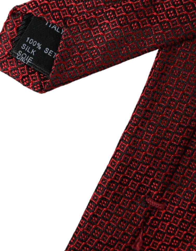 Dolce & Gabbana Red Patterned 100% Silk Adjustable Men Men's Tie Size ONE SIZE - 3 Thumbnail