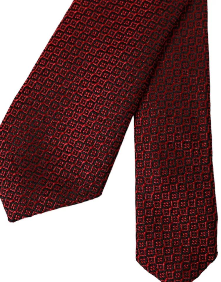 Dolce & Gabbana Red Patterned 100% Silk Adjustable Men Men's Tie Size ONE SIZE - 5 Thumbnail