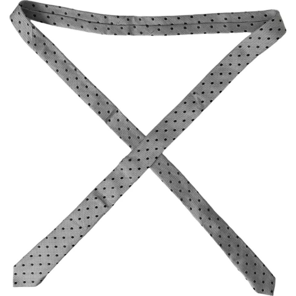 Dolce & Gabbana Black White Dot Fantasy Silk Adjustable Men Men's Tie Size ONE SIZE - 4 Thumbnail