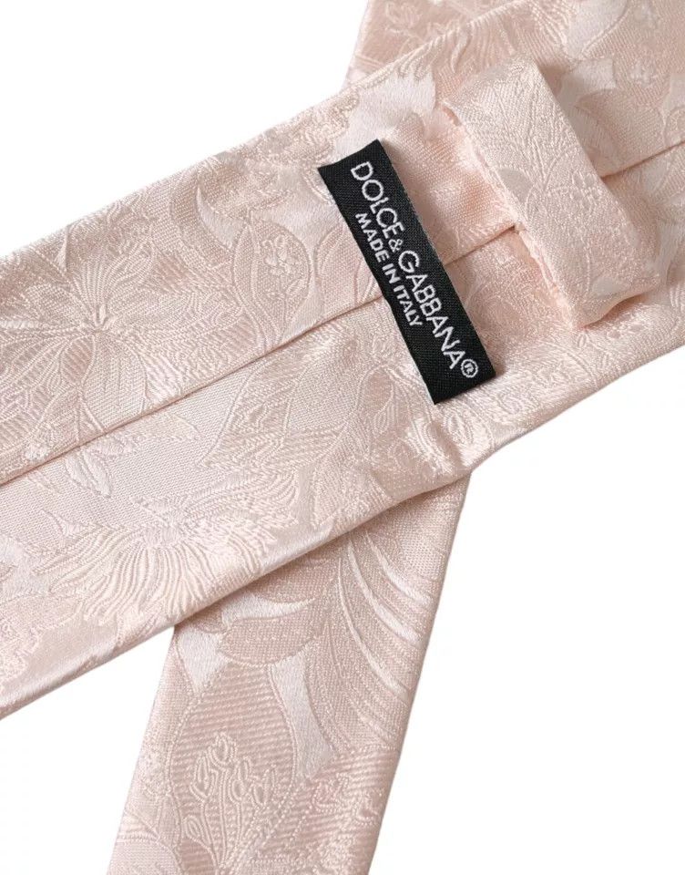 Dolce & Gabbana Off White Floral Brocade Silk Adjustable Men Men's Tie Size ONE SIZE - 3 Thumbnail