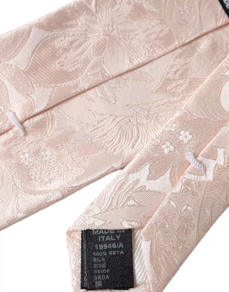 Dolce & Gabbana Off White Floral Brocade Silk Adjustable Men Men's Tie Size ONE SIZE - 2 Thumbnail