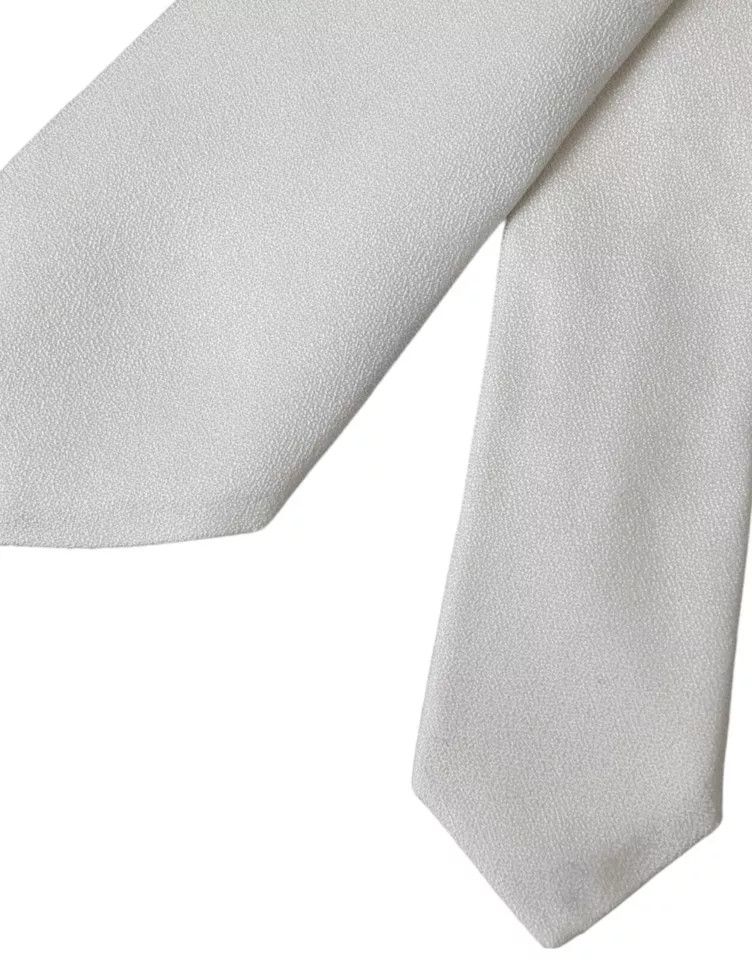 Dolce & Gabbana White Silk Classic Adjustable Men Men's Tie Size ONE SIZE - 2 Thumbnail