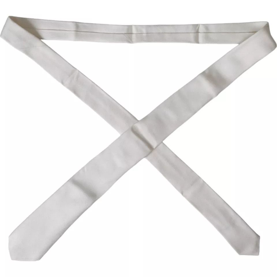 Dolce & Gabbana White Silk Classic Adjustable Men Men's Tie Size ONE SIZE - 5 Thumbnail