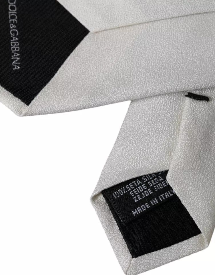 Dolce & Gabbana White Silk Classic Adjustable Men Men's Tie Size ONE SIZE - 4 Thumbnail