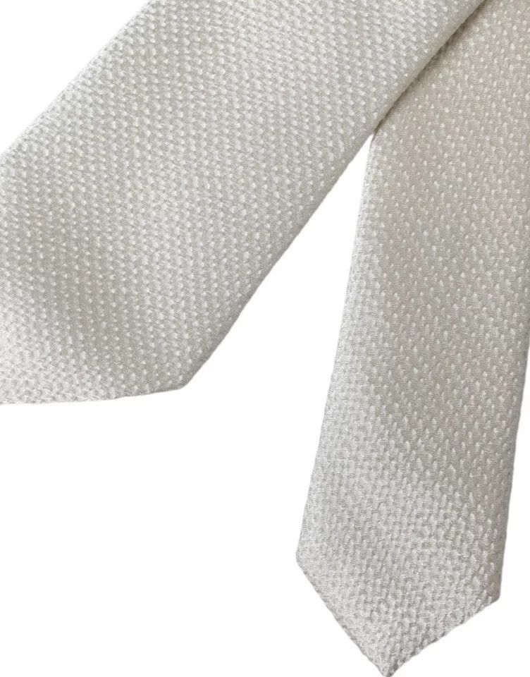Dolce & Gabbana Off White 100% Silk Adjustable NeckMen's Men Men's Tie Size ONE SIZE - 4 Thumbnail
