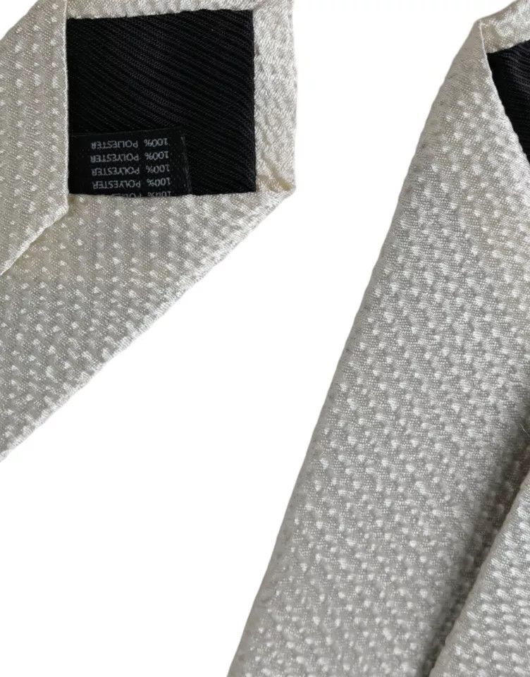 Dolce & Gabbana Off White 100% Silk Adjustable NeckMen's Men Men's Tie Size ONE SIZE - 2 Thumbnail