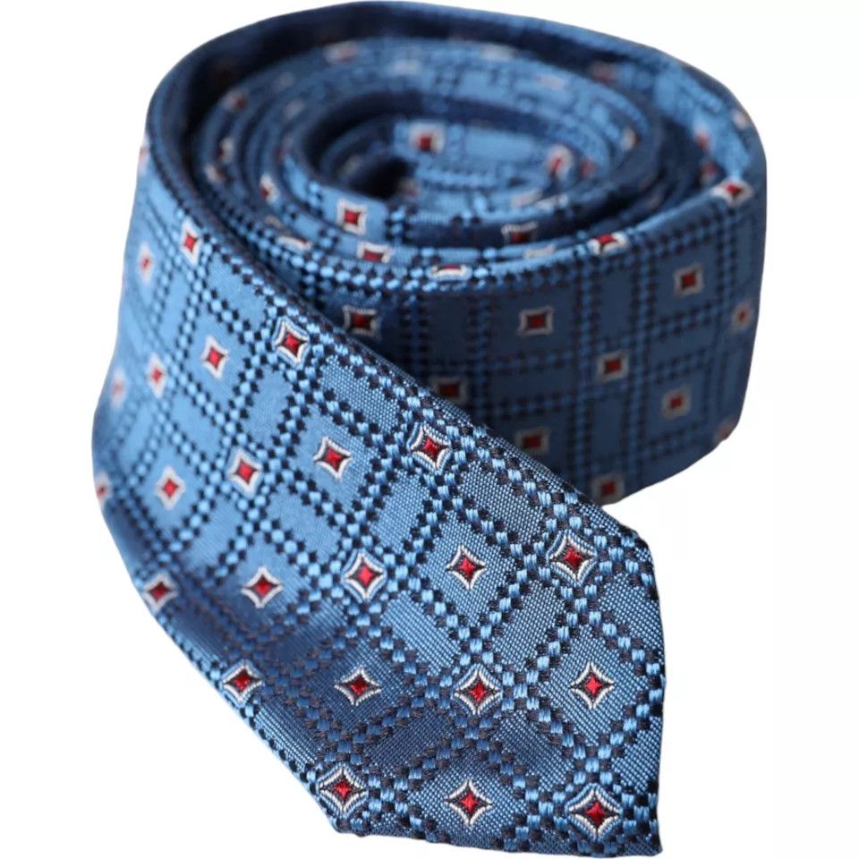 Dolce & Gabbana Blue Patterned 100% Silk Adjustable Men Men's Tie Size ONE SIZE - 5 Thumbnail